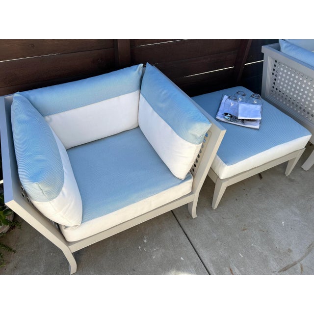 Modern 2010s McKinnon and Harris Outdoor Furniture Set With Duval-Alexander Club Chairs and "New" Duval Ottoman - 5 Pieces For Sale - Image 3 of 12