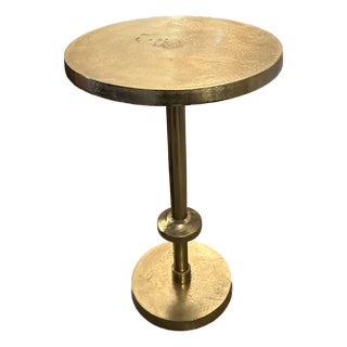 Gold Finish Round Metal Side Table For Sale