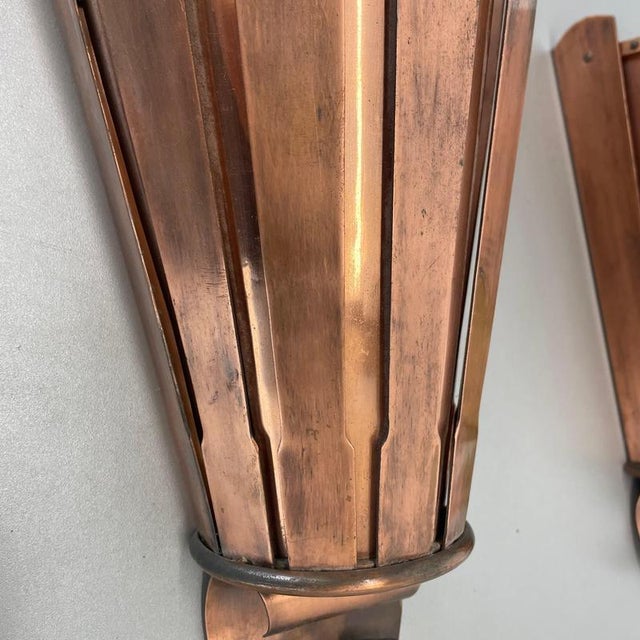 Metal Vintage Theatre Wall Lights in Copper in the style of Gio Ponti, Italy, 1950s, Set of 2 For Sale - Image 7 of 18