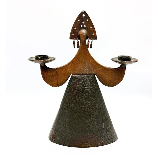 Vintage Figure Lady Dress Copper Candle Holder in the style of Bjorn Wiinblad, 1970s For Sale - Image 6 of 10