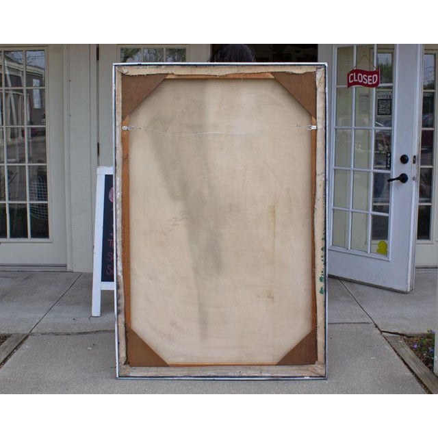 Black 1960s Oil and Chalk Pastel on Canvas Abstract Painting by Reiko Sakagami Baum For Sale - Image 8 of 9