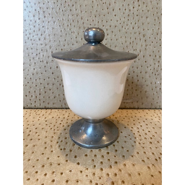 Vintage Labrazel Ceramic and Pewter Jar With Cover, Made in Italy For Sale - Image 4 of 9