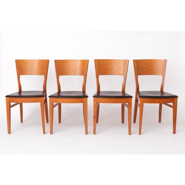 Italian Elm and Black Faux Leather Chairs from Dal1923, 1980s, Set of 4 For Sale - Image 11 of 11