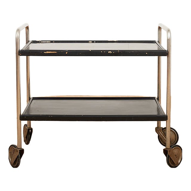 Servierboy in Chrome-Plated Steel Tubing, Casters, and Wood from Ebo AG, 1954 For Sale