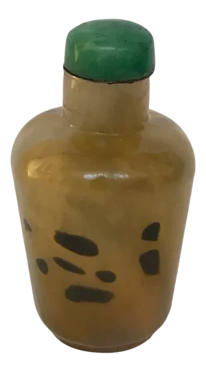 Vintage 1920s Sandwich Glass Snuff Bottle Imitating Shadow Agate