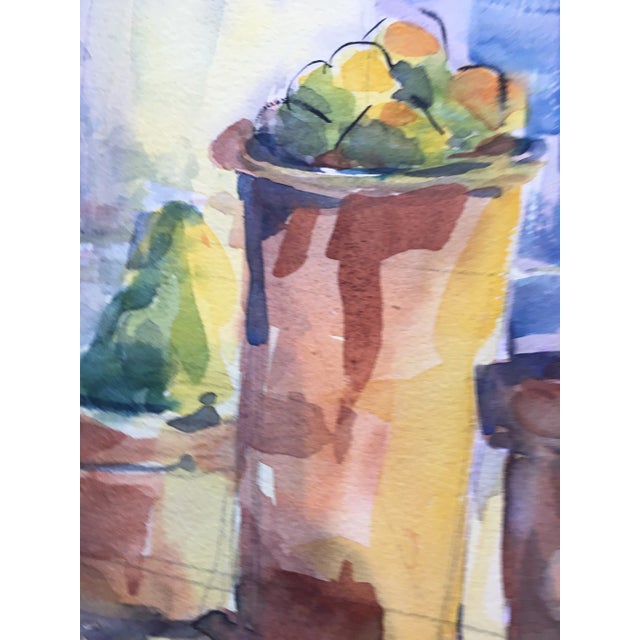 Potted Succulents, 1980's Still Life Watercolor Painting, Signed and Framed For Sale - Image 9 of 12