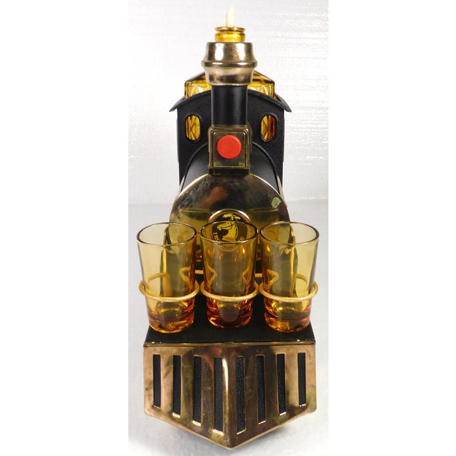 Black Vintage Figural Iron Horse Steam Engine Musical Decanter With Shot Glasses - 8 Piece Set For Sale - Image 8 of 16