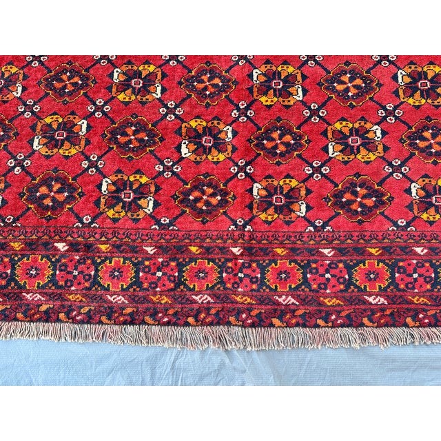 Red Afghan Andkhoy Hand-Knotted Wool Rug - 6'7" X 9'1" For Sale - Image 10 of 12