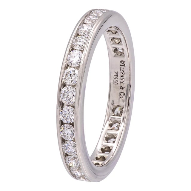 Tiffany & Co. Plat Full Circle 3mm Channel-Set Diamond Eternity Band Ring 6.75 For Sale