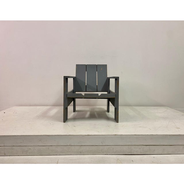 Mid-Century Blue Painted Crate Armchair, 1960s For Sale - Image 12 of 15