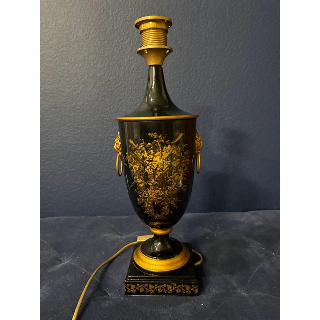 1960s Georgian Tole Lamp With Shade For Sale In Denver - Image 6 of 11