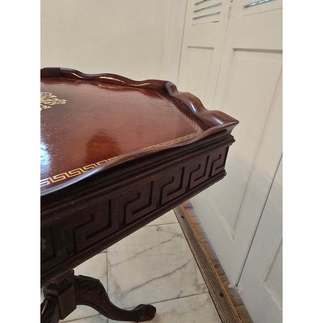 Vintage Mid Century Era Greek Key 22k Embossed Table For Sale In New York - Image 6 of 10