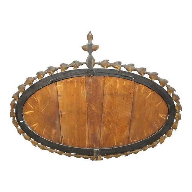 Wood Oversized Antique French Carved Gilt Wood & Mahogany Oval Wall Mirror For Sale - Image 7 of 7