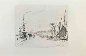 Johan Barthold Jongkind, Vue du Port au Chemin de Fer à Honfleur, Etching, 1870s