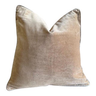 French Cotton Velvet Accent Pillow in Tabac With Jute Trim For Sale