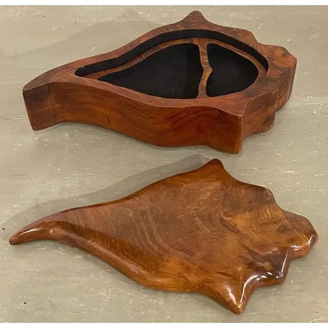 French Modern Specimen Hardwood Carved Conch Shell Motif Box | Chairish