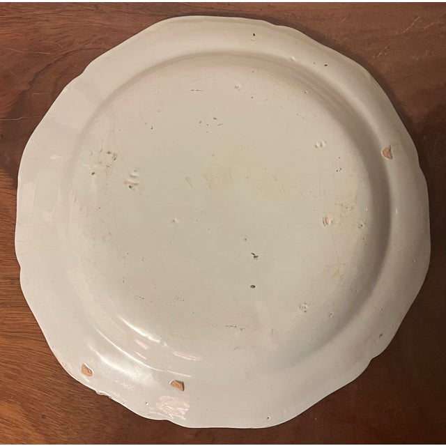 Antique Early 19th Century French Faience Pottery Plate With Mediterranean Palm Tree & Urn Garden Landscape For Sale - Image 4 of 7