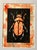 An original hand-carved block linocut featuring a detailed beetle motif, individually printed with black ink and finished...