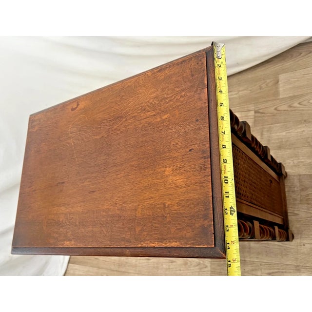 Antique Bookcase French Jacobean Revival Oak 4-Tier Etagere Barley Twist, Cane For Sale - Image 10 of 13