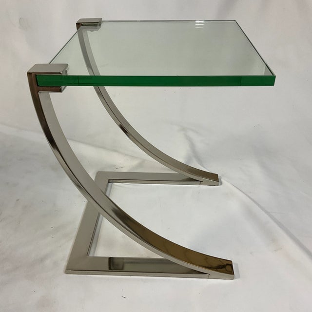 1980s Contemporary Modern Floating Top Side Table With Chrome ZBase