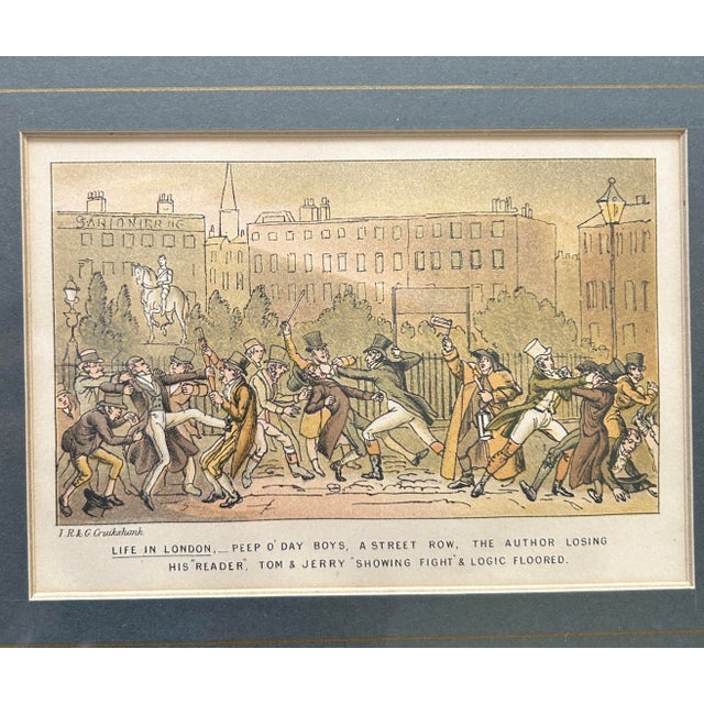 Set of 10 Framed English Original Cruikshank Engravings - Life in London For Sale - Image 4 of 11