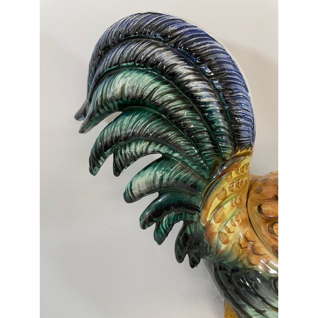 Vintage 1970s Italian Ceramic Majolica Rooster Tureen For Sale - Image 11 of 18
