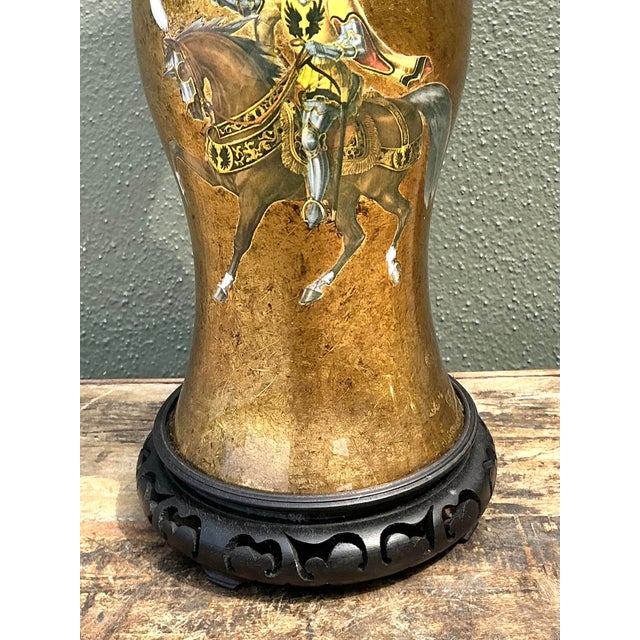 Mid 20th Century Vintage Italian Eglomise Knight Lamp For Sale - Image 5 of 12