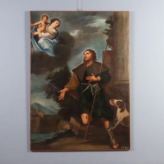 S.G.A.V, Apparition of Madonna and Child to San Rocco, 1747, Oil on Canvas For Sale - Image 12 of 12