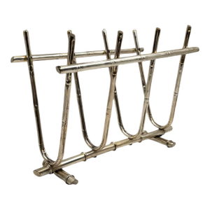 Hollywood Regency Bamboo Shaped Brass Magazine Rack, Italy 1970s