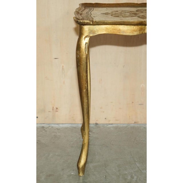 Gold Vintage Florentine Hand Painted & Gilt Nesting Tables, 1930s, Set of 3 For Sale - Image 8 of 18
