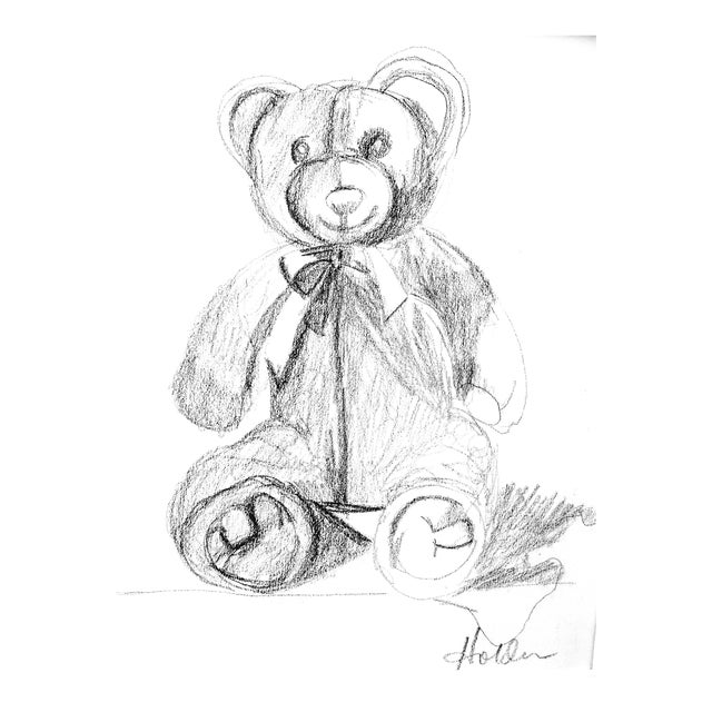 Teddy Bear - Graphite Portrait by Martha Holden For Sale