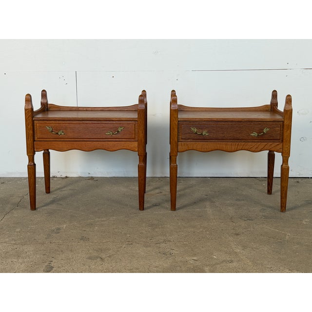 Mid-Century Modern Oak Nightstands by Henning Kjærnulf, Denmark, 1960s, Set of 2 For Sale - Image 9 of 9