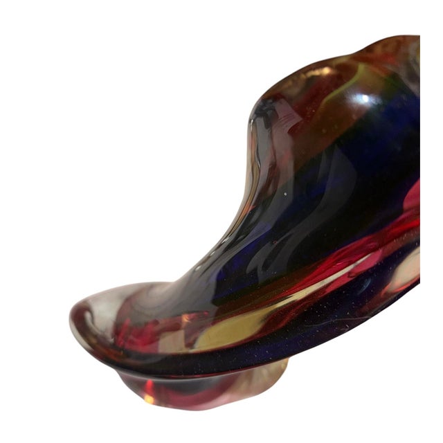 Mid 20th Century Mid-20th Century Mid-Century Modern Attributed to Val Saint Lambert Swirl Art Glass Table Lamp For Sale - Image 5 of 7