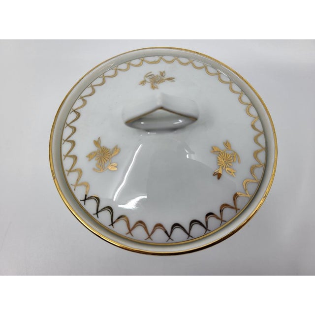 French Empire Style Porcelain Tea Service Decorated with Fine Gold from Sologne, 20th Century, Set of 15 For Sale - Image 10 of 18