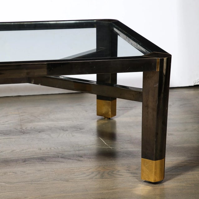Lorin Marsh Mid-Century Art Moderne Polished Brass & Gunmetal Coffee Table by Lorin Marsh For Sale - Image 4 of 12