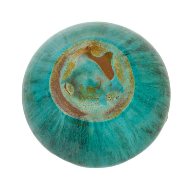 Arts and Crafts Styled Multi Hole Turquoise Bud Vase For Sale - Image 6 of 7