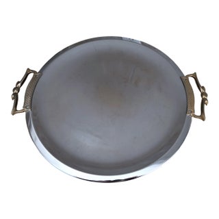 1950s Kromex Chrome and Gold Tone Serving Tray For Sale