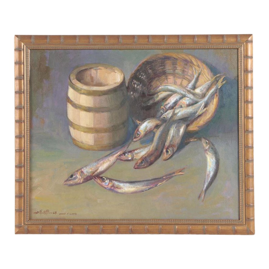 original oil painting still life with fish still life oil painting ...