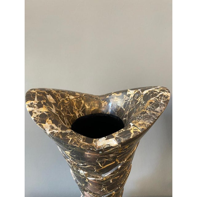 Tessellated Marble and Brass Vases, 1980s, Set of 2 For Sale - Image 4 of 14