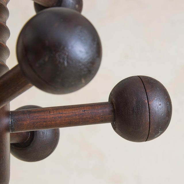 Wood French Brutalist Carved Oak Coat Rack by Charles Dudouyt, 1940s For Sale - Image 7 of 11