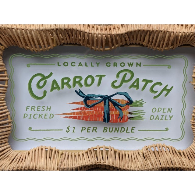 Wood Spring Rattan Wicker Carrot Patch Wall Sign For Sale - Image 7 of 8