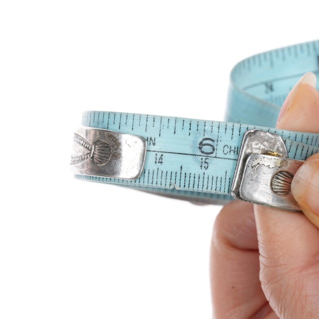 6 1/8" 1940's Navajo sterling 3 stone turquoise cuff bracelet For Sale - Image 9 of 10