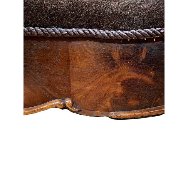 19th-Century French Carved Mahogany and Mohair Bench For Sale - Image 10 of 12
