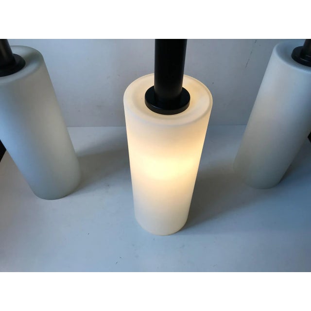 Vintage Black & White Cylindrical Pendant Lamps from Lyfa, Set of 3 For Sale - Image 6 of 10