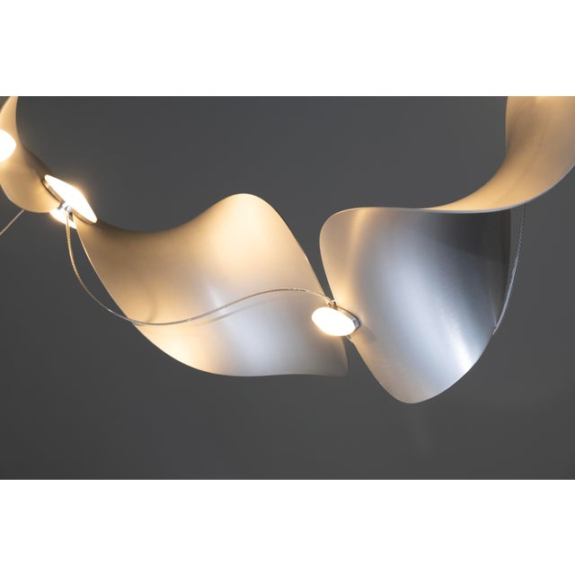 Metal Dune 12 Curve Chandelier with Silver Anodized Shades by Daniel Becker for Moss Objects For Sale - Image 7 of 15