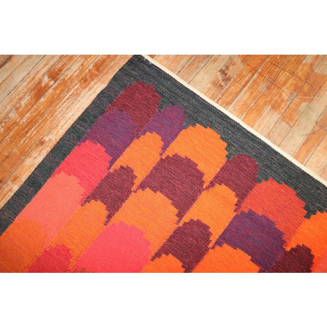 Vintage Zabihi Collection Swedish Kilim Dramatic Irma Kronlund - 6'6" x 8'7" For Sale In New York - Image 6 of 10
