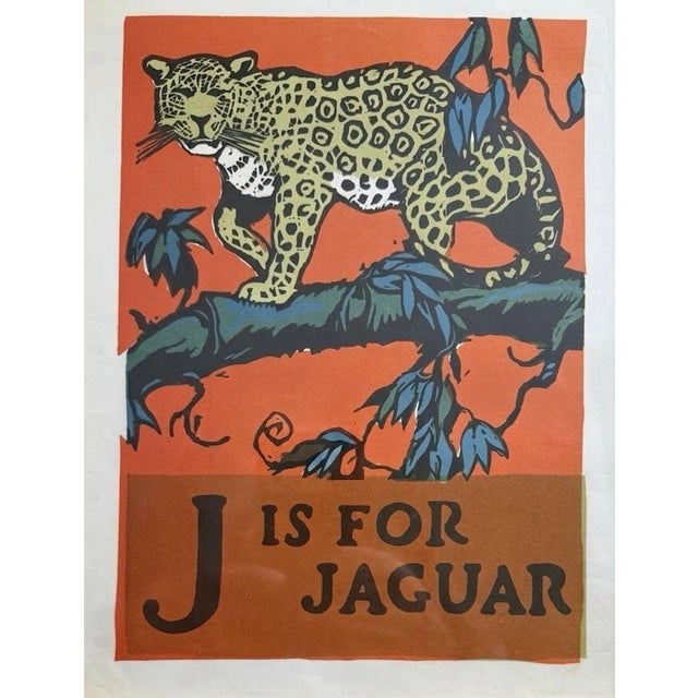 American J Is for Jaguar - Cb Falls 1923 - Original Woodblock Print From the Abc Book For Sale - Image 3 of 4