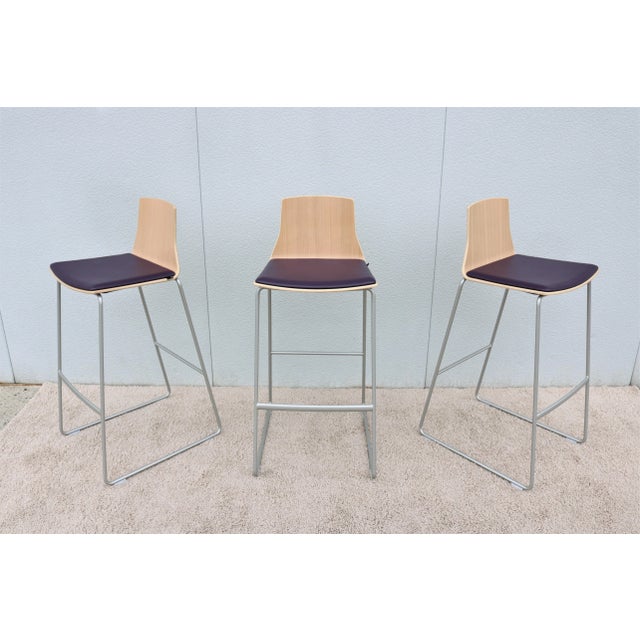 Contemporary Modern Lievore Altherr Molina for Coalesse Montara650 Bar Stools - Set of 3 For Sale - Image 13 of 13