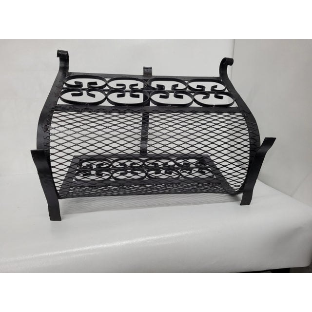 French Wrought Iron Document or Firewood Holder Mid Century Spanish Style In good condition, minor wear, no broken areas....