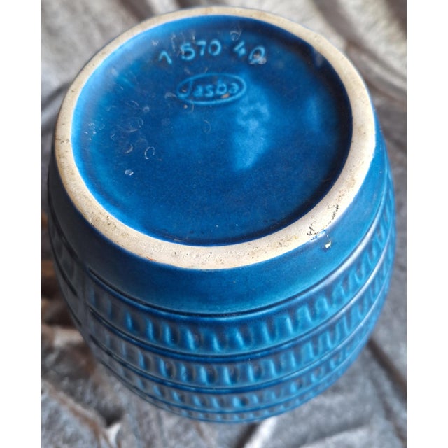 Vintage Blue Ceramic Vase by Jasba, 1970s For Sale - Image 4 of 5